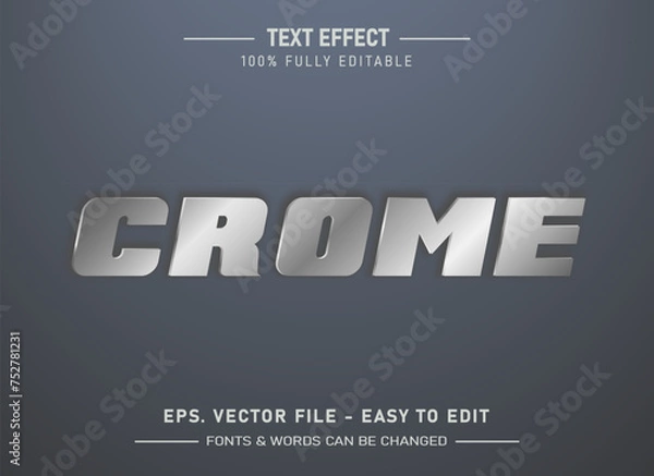 Obraz Vector crome editable text effect silver style