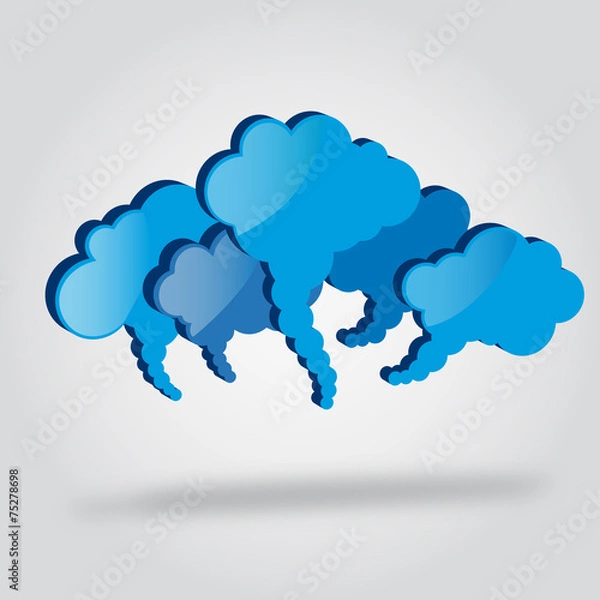 Obraz Blank blue bubble clouds