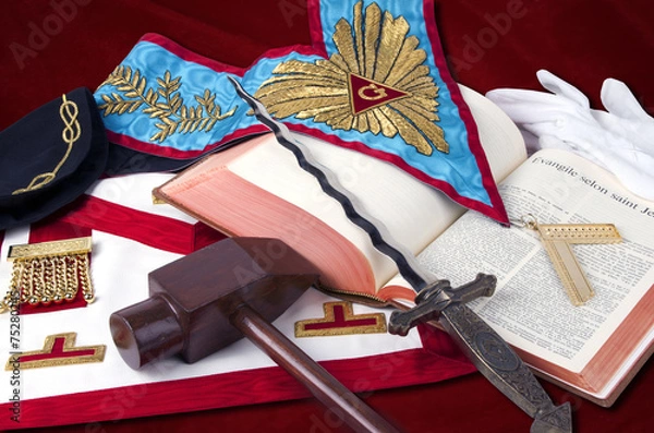 Fototapeta freemasonry symbolic objects of Worshipful MasteR