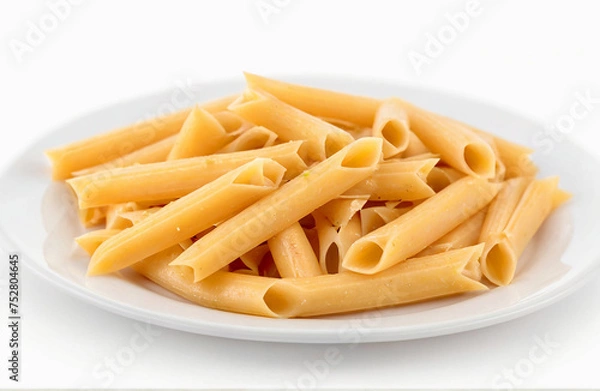 Fototapeta Penne rigate pasta, cut out isolated on white background