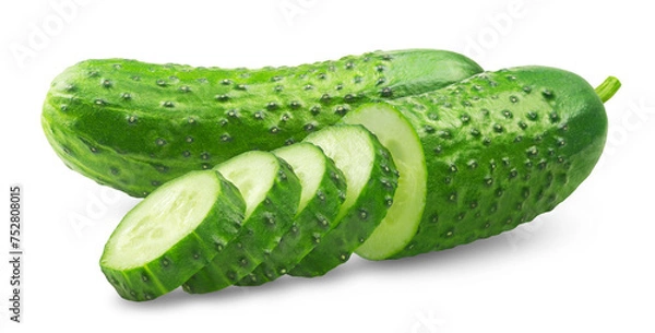 Fototapeta Ripe cucumbers isolated on a transparent background.