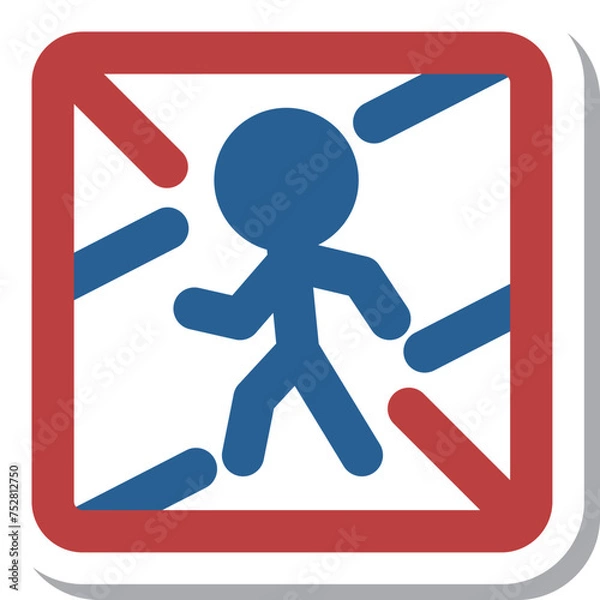 Fototapeta ミニ標識のステッカー単品イラスト　歩行者等横断禁止