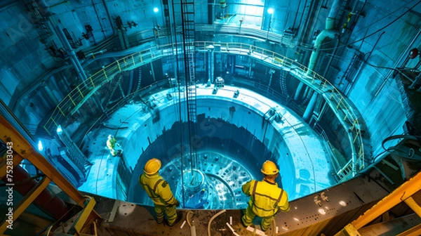 Obraz Engineers conducting maintenance and inspections inside a nuclear reactor containment vessel