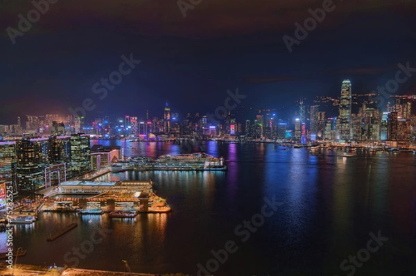Obraz 香港ビクトリアハーバーの夜景