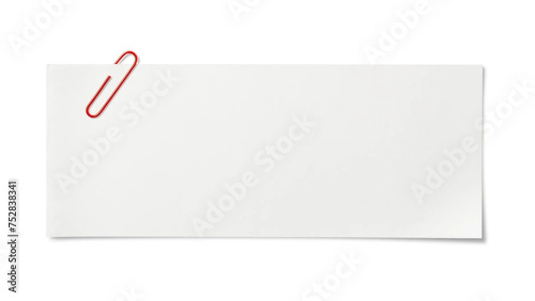 Obraz 赤いペーパクリップで留められた白い紙片