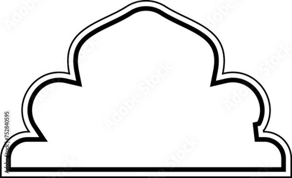 Fototapeta Islamic Dome Design double lines Outline Linear Black Stroke silhouettes Design pictogram symbol visual illustration