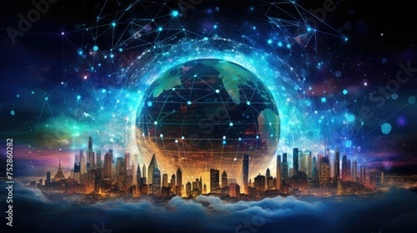 Obraz abstract world connection, generative ai