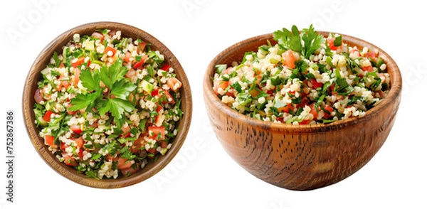 Obraz tabouli salad with parsley and bulgur Isolated cutout on transparent background.