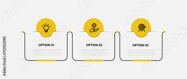 Fototapeta Business template vector infographic element with 3 step line connected