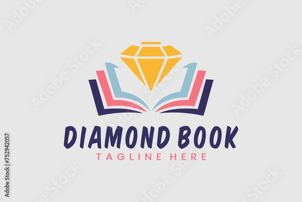Fototapeta Diamond book logo template vector design illustration