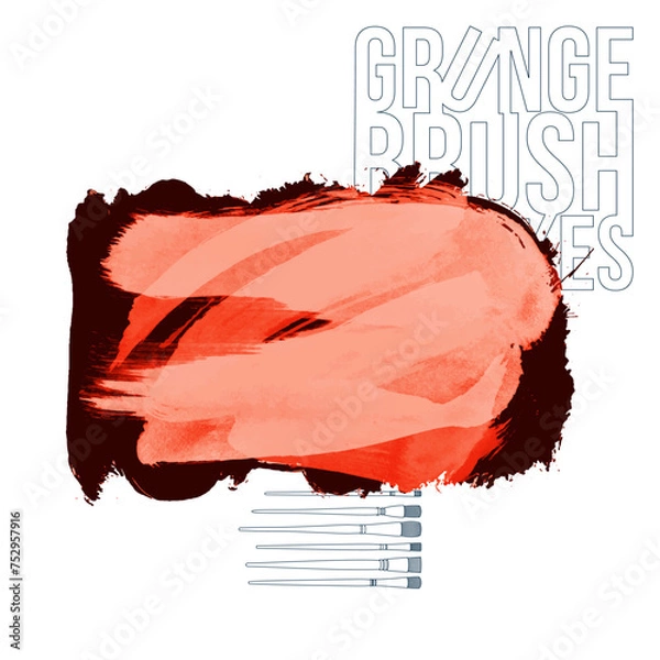 Fototapeta Color brush stroke and texture. Grunge vector abstract hand - painted element.