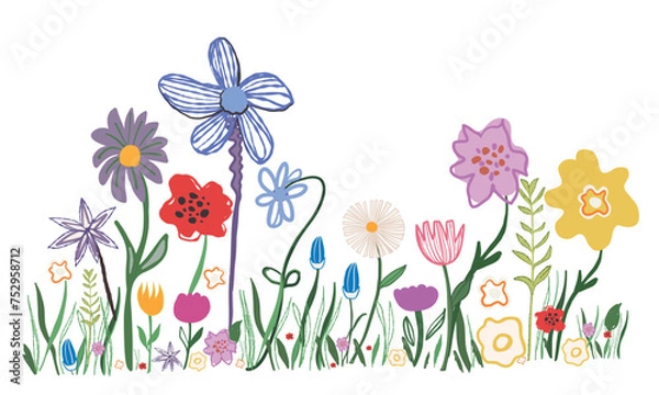 Obraz Colorful abstract flowers spring banner