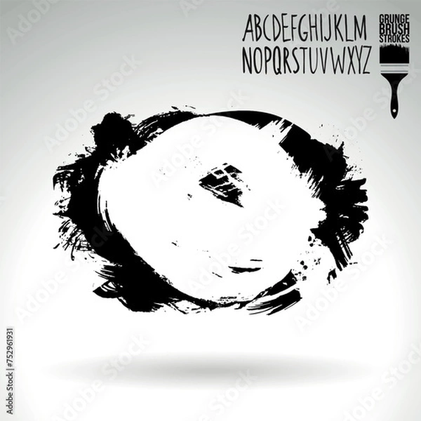 Fototapeta Black brush stroke and texture. Grunge vector abstract hand - painted element.