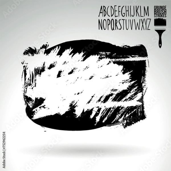 Fototapeta Black brush stroke and texture. Grunge vector abstract hand - painted element.