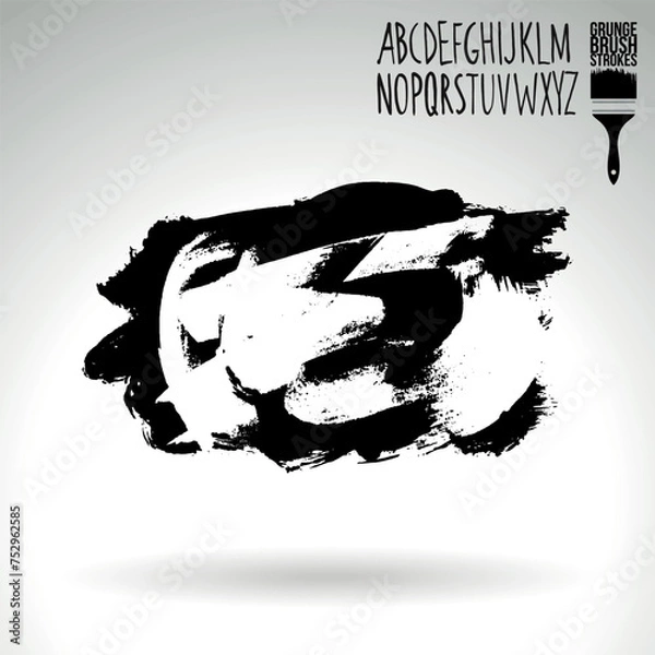 Fototapeta Black brush stroke and texture. Grunge vector abstract hand - painted element.