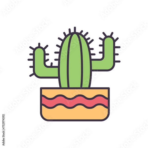 Fototapeta Cactus related vector icon. Isolated on white background. Vector illustration