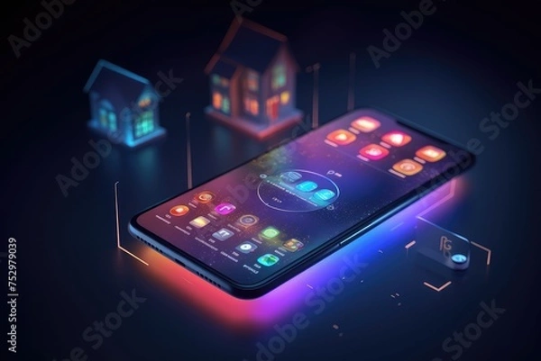 Fototapeta Smart Home Control Interface on Smartphone