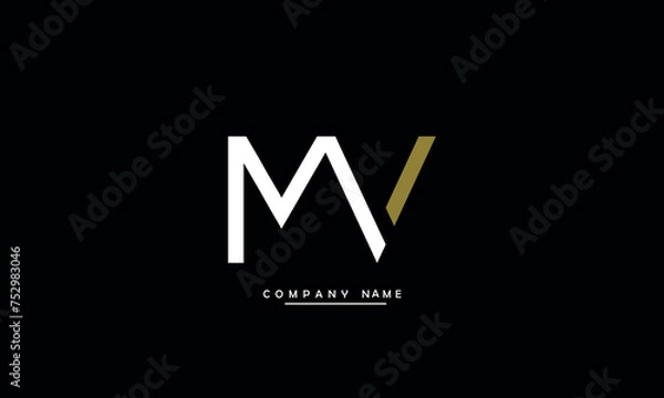 Obraz MV, VM, M, V Abstract Letters Logo Monogram