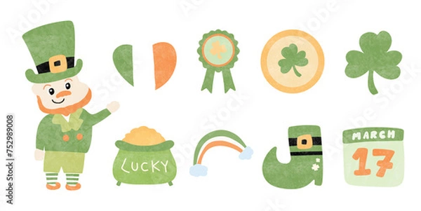 Obraz Set of St.Patrick's Day Elements On Transparent 2