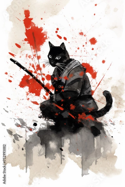 Fototapeta Cat Ninja In Action