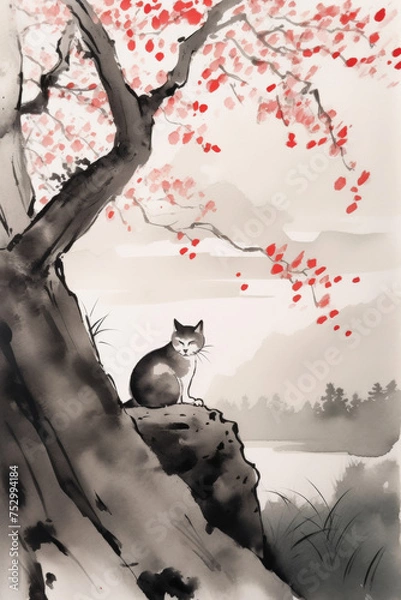 Obraz Cat Under Tree