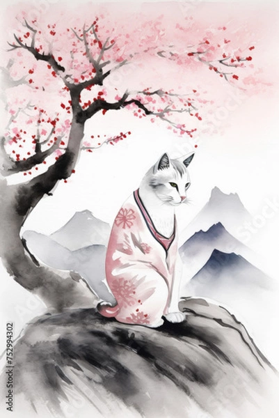 Obraz Monk Cat Meditating 