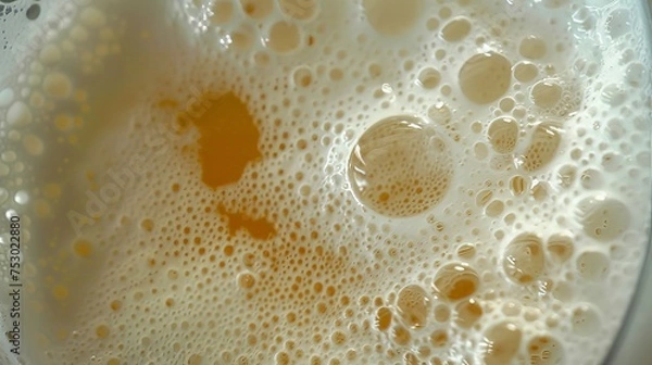 Fototapeta Close up of beer with foam.