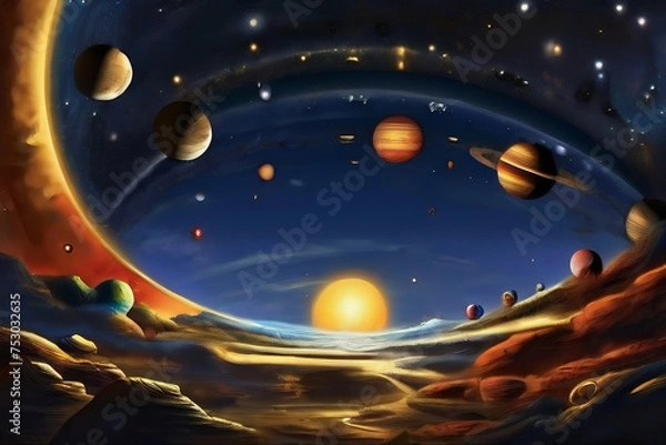 Obraz earth and moon