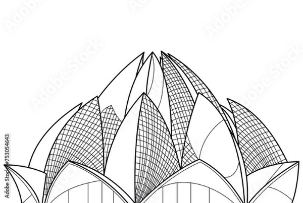 Obraz Futuristic Building Outline Vector Illustration. 2030 Buildings Illustration. Building Coloring Page For Adults. Luxury Building Vector Illustration.