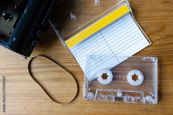 Fototapeta Tape loop, DIY your own tape loop, old style cassette