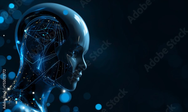 Obraz Artificial intelligence background with effects ai robot