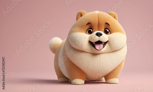 Fototapeta Cute Chubby happy dog