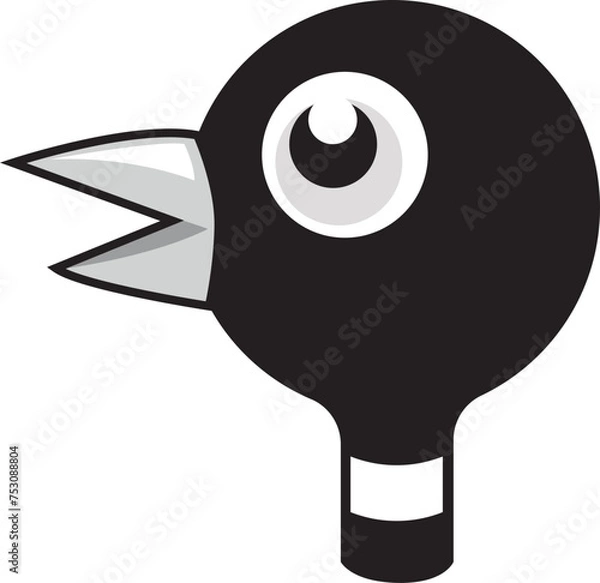 Fototapeta The isolated iconic head of a black duck in side view. Vector illustration