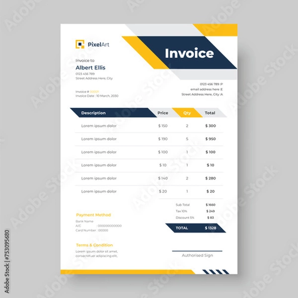 Fototapeta Modern business invoice template