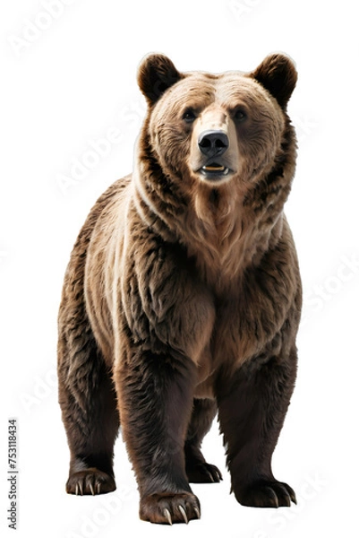 Fototapeta Generative AI full height brown bear portrait, no background png