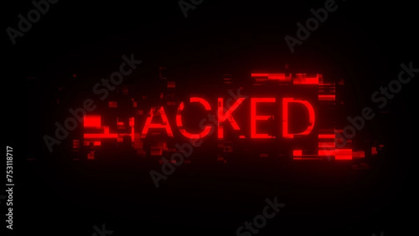 Obraz 3D rendering hacked text with screen effects of technological glitches