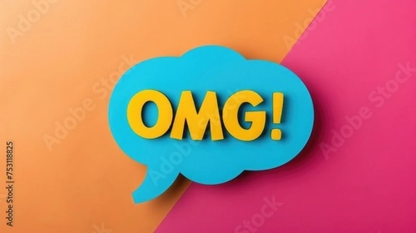 Fototapeta speech bubble with "OMG!" text on it with solid colored background