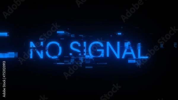 Obraz 3D rendering no signal text with screen effects of technological glitches