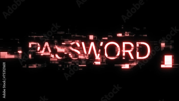 Fototapeta 3D rendering password text with screen effects of technological glitches