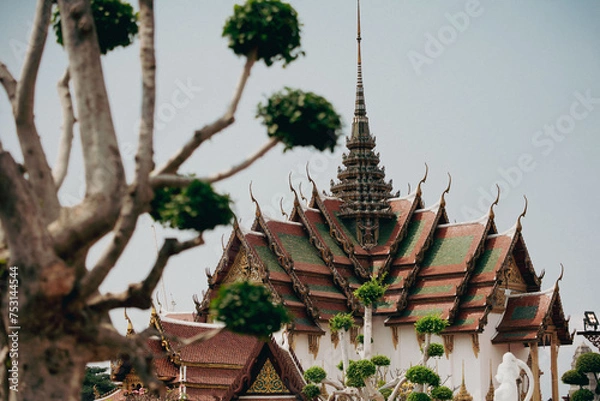 Obraz Asian Temple with green tree