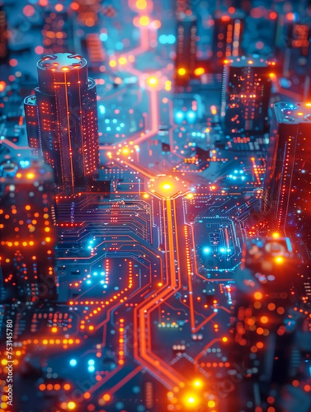 Fototapeta Digital Image Focused on Crypto and Bitcoin in Futuristic Aesthetics AI Generated