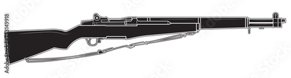 Obraz Vector illustration of the M1 Garand rifle with sling on the white background. Black. Right side.