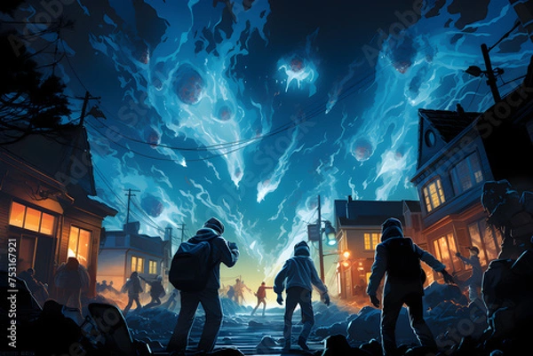 Fototapeta Alien attack on earth, alien invasion , world's end