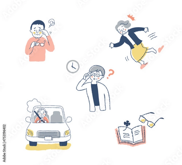 Fototapeta アイフレイル　さまざまな症状　セット