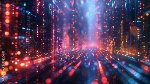 Fototapeta Quantum Computing: Blurred Scene for Presentation Slide Generative AI