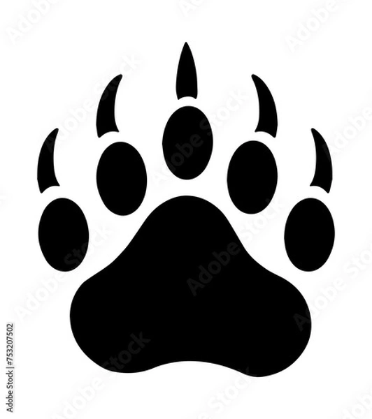 Fototapeta Bear paw and claws icon, vector image.