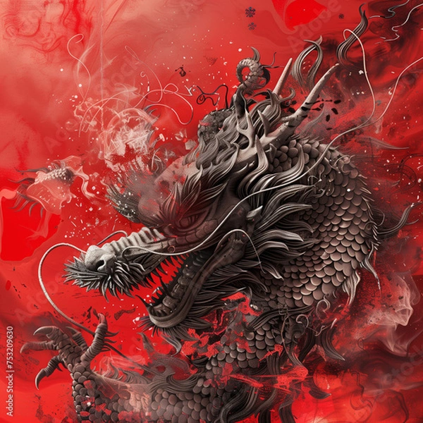 Obraz dragon on a black background