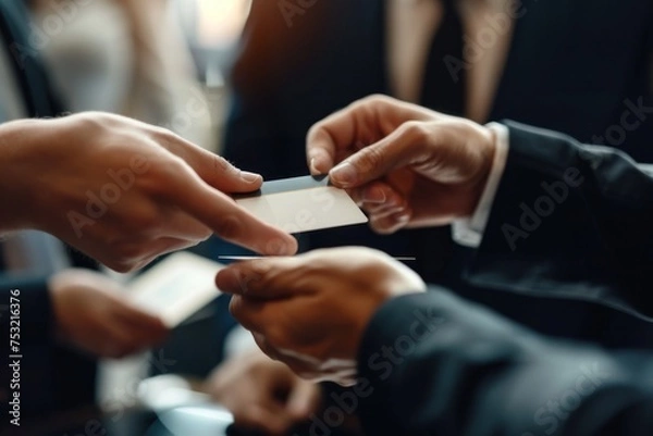 Obraz Contract. business people executive group exchanging business name card in meeting room at office building company, leadership, teamwork, business finance, partnership concept