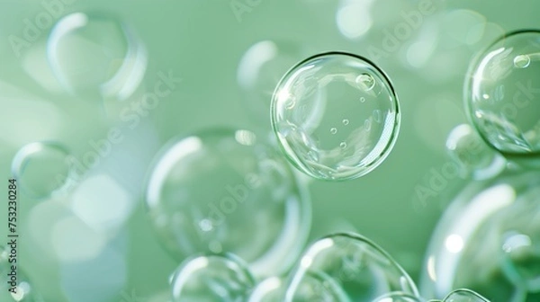 Fototapeta Group of Bubbles Floating in the Air. Generative AI