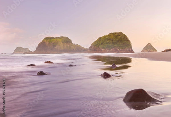 Obraz Paritutu Rock, Back Beach, Mew Plymouth, Taranaki, Nordinsel, Neuseeland, Ozeanien